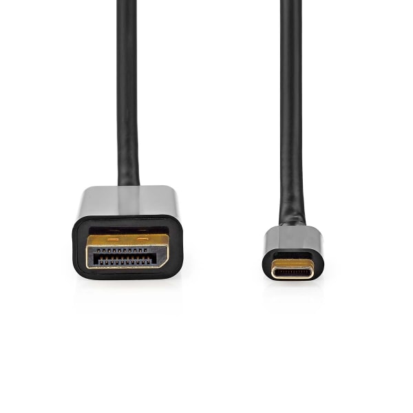 USB-C™ Adapter | USB 3.2 Gen 1 | USB-C™ Han | DisplayPort Han | 4K@60Hz | 2.00 m | Runde | Guldplateret | PVC | Sort | Label