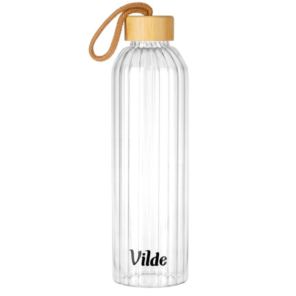 Glasvattenflaska 750ml med bambulock