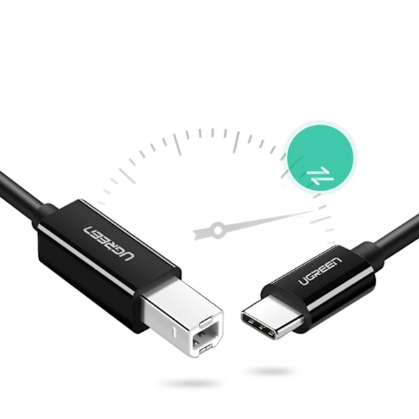 Printerkabel USB-C - USB-B 480Mb/s 2m sort