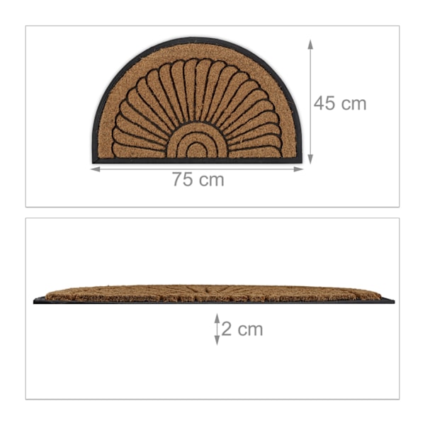 Halvrund dörrmatta kokos & gummi