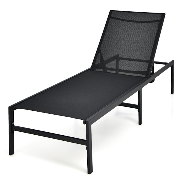 Säädettävä aurinkotuoli ulkona 64 x 198 x 67 - 103 cm musta