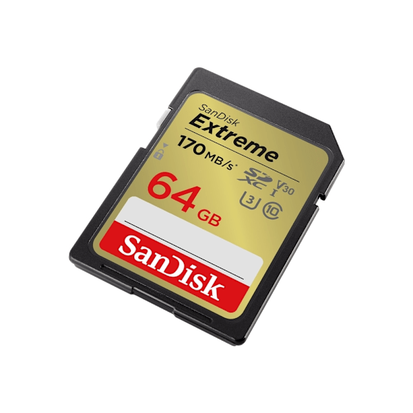 SanDisk Extreme - Flash-minneskort - 64 GB - Video Class V30 / UHS-I U3 / Class10 - SDXC UHS-I