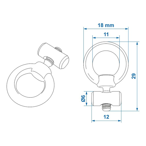 Markisskenastopp 6 - 9 mm rostfritt stål - set om 2 stycken