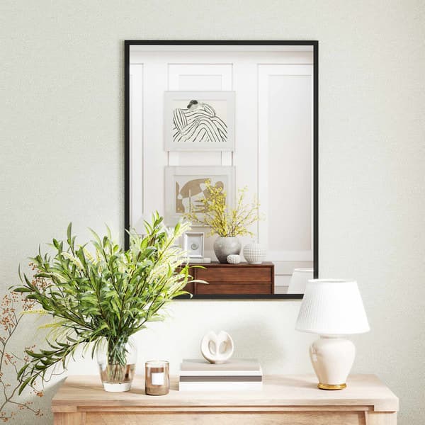 Dekorativt vægspejl, 76,2 x 101,6 cm, sort MDF-ramme