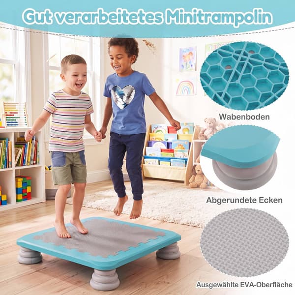Mini-studsmatta för barn, 65 cm med halkfria fotplattor, blå