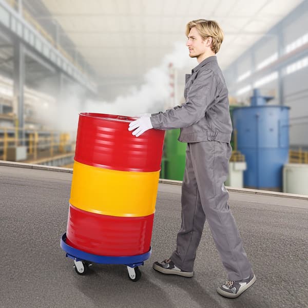 Tromlevogn til 55-gallon tønder, 2000 lb, 4 drejehjul