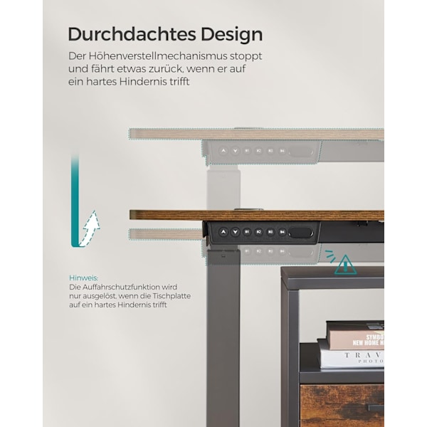 Justerbart elektriskt skrivbord med minne och säkerhetsfunktione