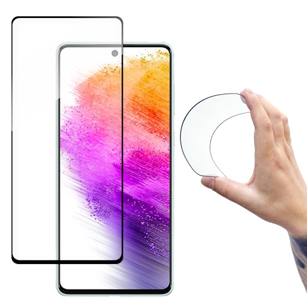 Glasfolie hærdet glas med ramme Samsung Galaxy A73 Full Cover Flexi Nano gennemsigtig