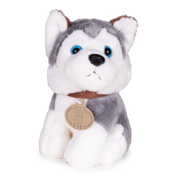 Pehmolelu Husky laukulla ja harjalla lapsille 3+