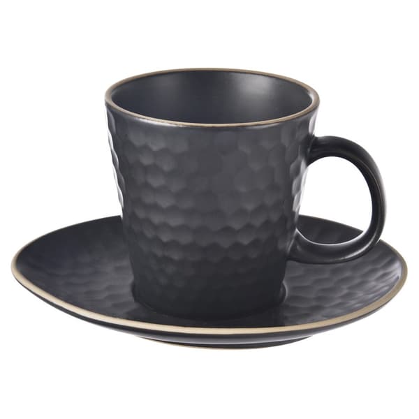 Kaffekop med underkop til espresso keramik sort TEA TIME 95 ml