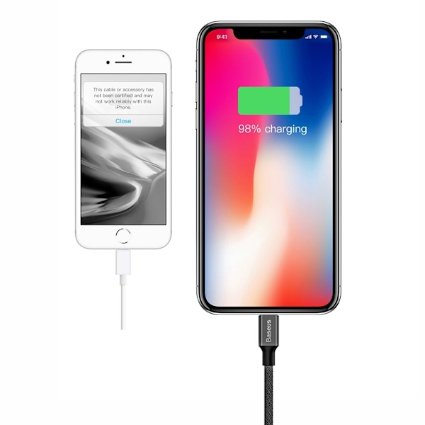 Tyg flätad kabel USB - iPhone Lightning 1,8m - svart