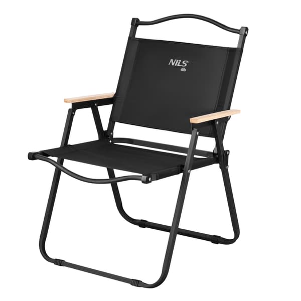 Svart fällstol, järnram, sits i 900D polyester