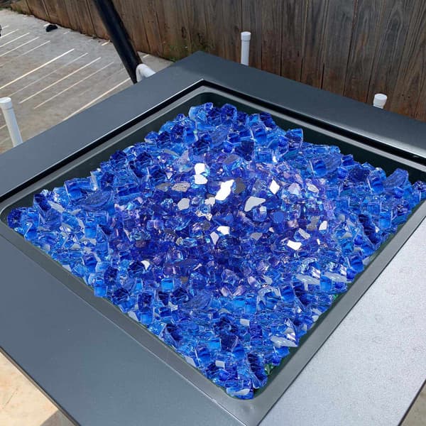 Eldstadsglas, 14,5 kg reflekterande halvtum, koboltblå