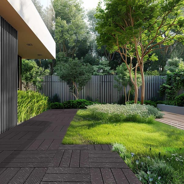 Sammenlåsende terrassefliser, 54-pak, 30x30 cm, mørkebrun