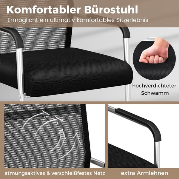 Stapelbara kontorsstolar 4-pack, ventilerande nät, svarta