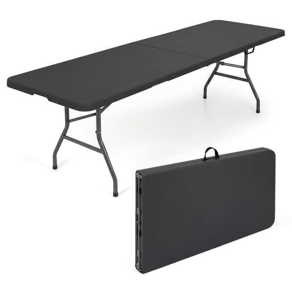 Hopfällbart trädgårdsbord 244x75 cm, svart, plats för 10, bärbart