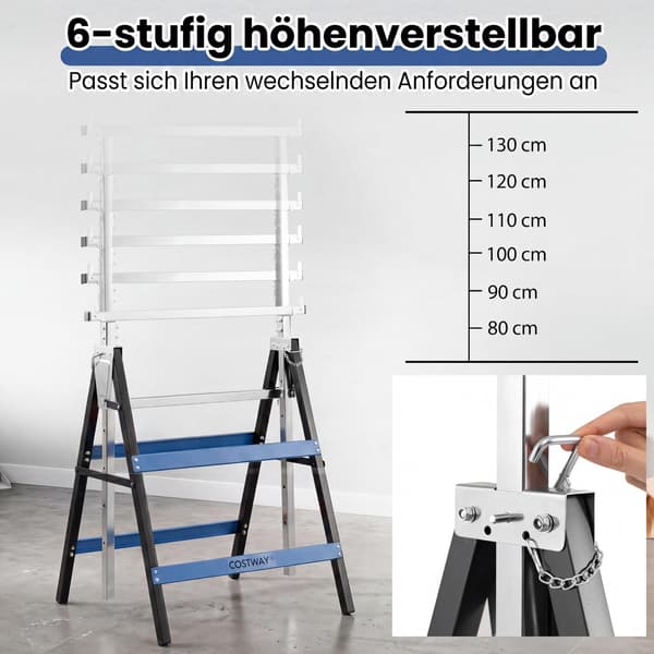Justerbare, foldbare savbukke i metal, 2-pak, blå