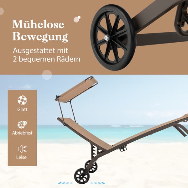 Sæt med 2 metalterrassestole med baldakin og hjul