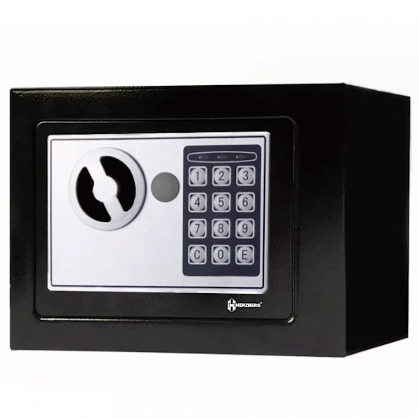 Herzberg HG-03848: Elektronisk digital sikkerhedsboks i stål - 17x23x17 cm