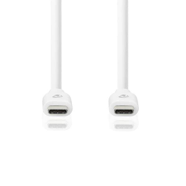 USB-C til USB-C kabel 3 m, USB 3.2 Gen 1, 60 W, 4K@60Hz, 5 Gbps, Hvid
