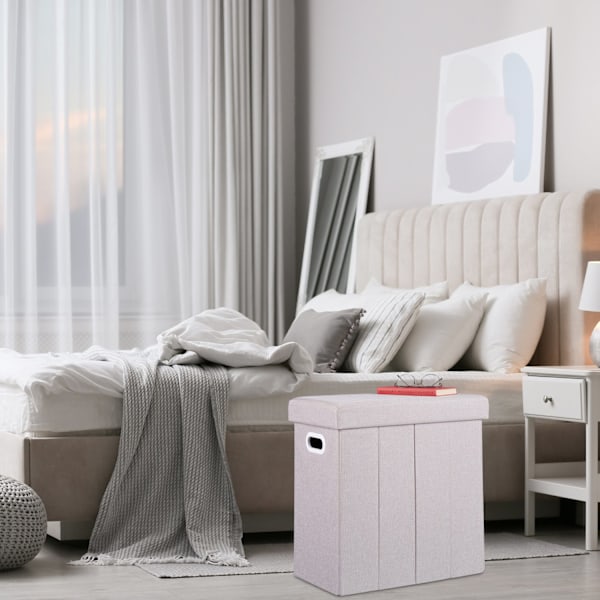 Taburet med opbevaringsplads beige