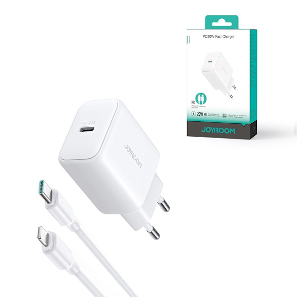 Joyroom PD 20W USB-C snabbladdare med 20W USB-C till Lightning-kabel, 1m - Vit