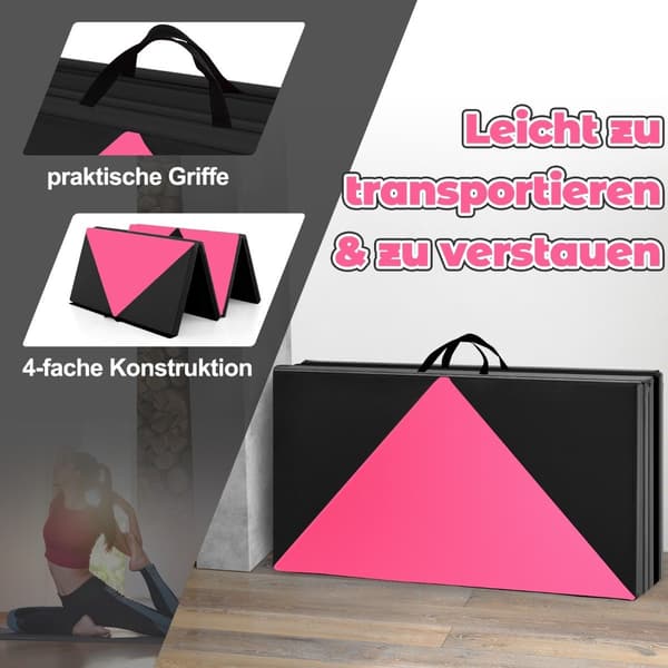 Foldegymnastikmåtte, 240x120x5 cm, Sort/Pink