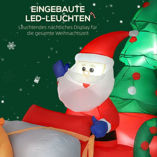 Uppblåsbar julsläde med LED-ljus, polyester