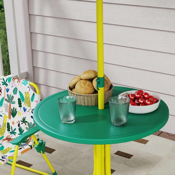 Børne udendørs sæt med bord, 2 stole og parasol