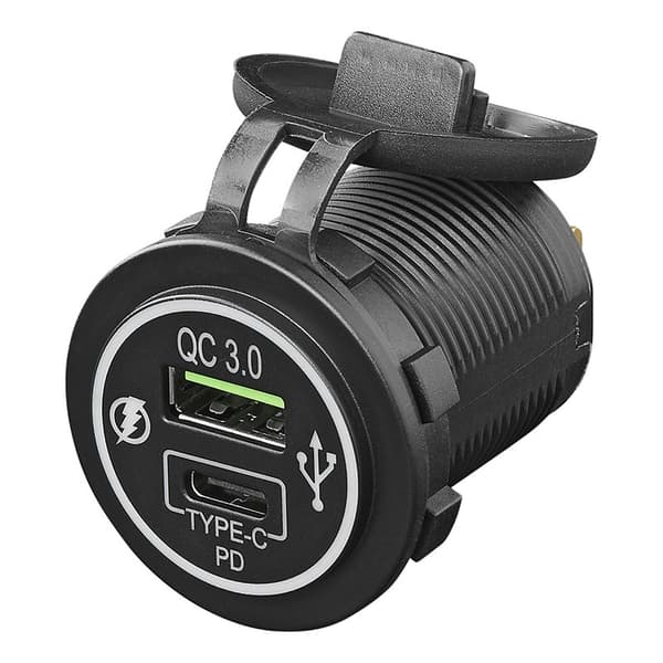 USB lynoplader indbygget type A + C 2-vejs 12/24V 3A model 2
