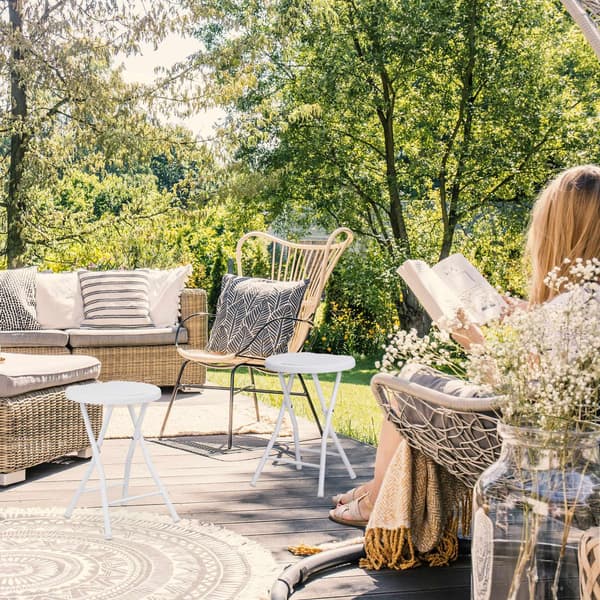 2 stk. Foldeskamler i rattan