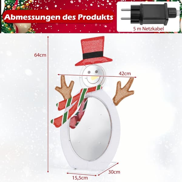 LED snemand med 2 tunnellys julefigur julelys