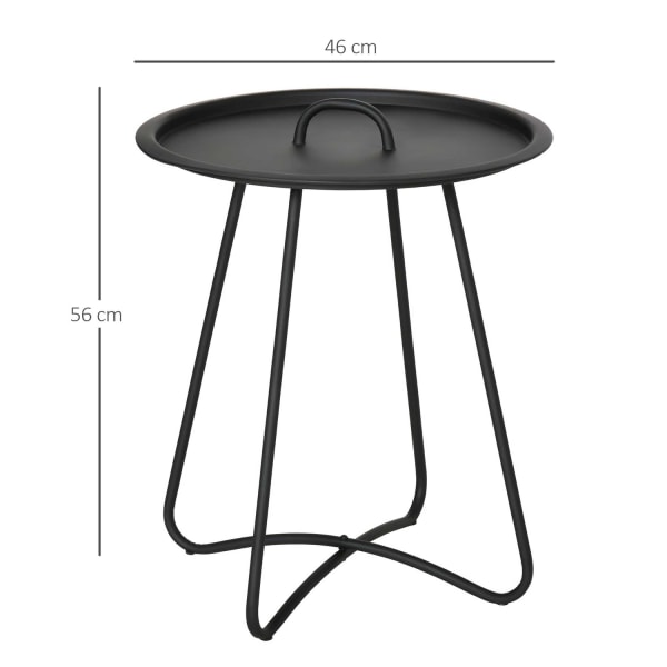 Sivupöytä Puutarhapöydän Kantokahva Metalli Musta Ø46X56H Cm