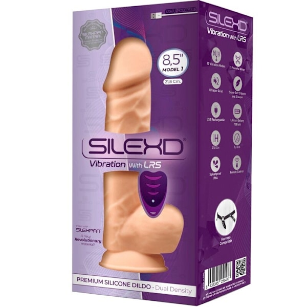 Silexd - Model 1 Realistic Penis Vibrator Silicone Premium Silexpan Kaukosäädin 21,8 cm