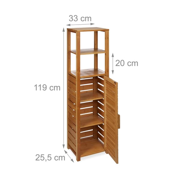 Badrumshylla i bambu 6 hyllplan