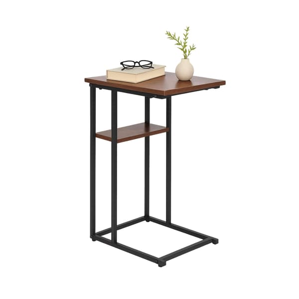 C-formet sidebord med 2 hylder til sofa og seng