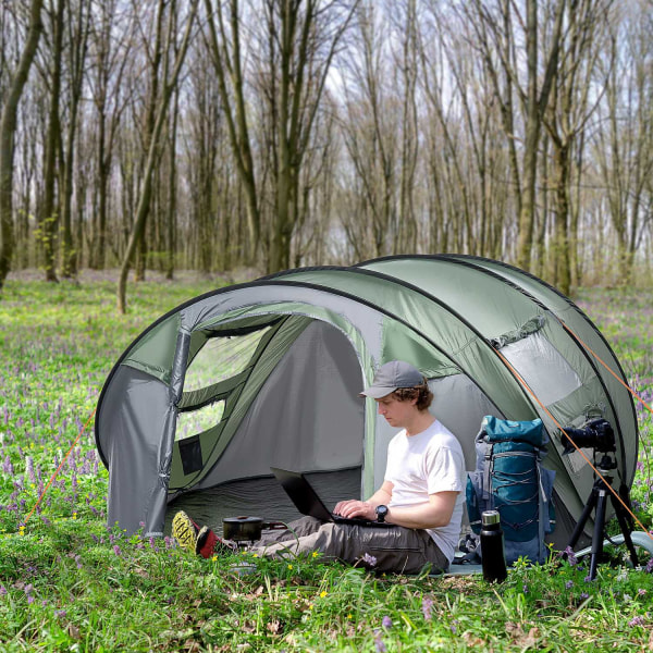 Campingtelt Til 4-5 Personer Kuppeltelt Med Pløkker, Polyester &