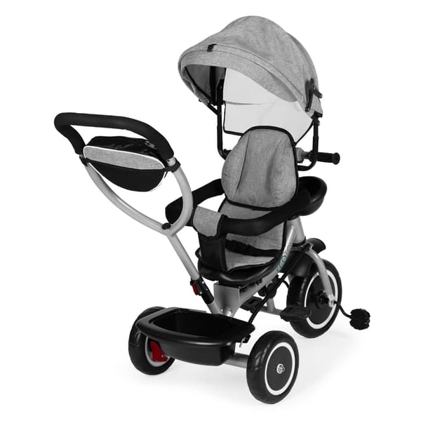 2-i-1 trehjuling barnvagn, vridbart säte, fällbar kapell, grå, ECOTOYS