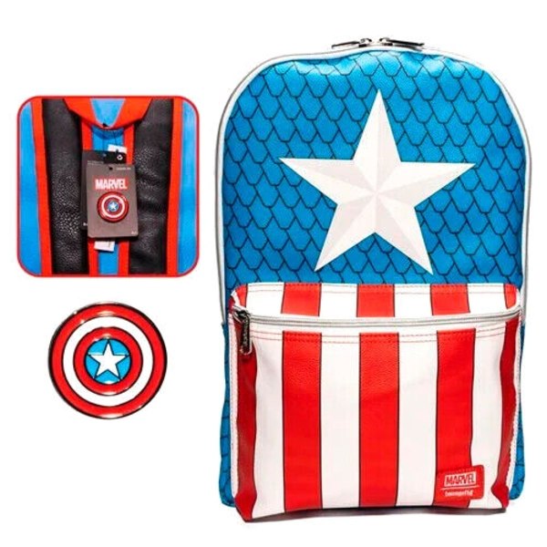 Loungefly Marvel Captain America ryggsäck med nål 45cm