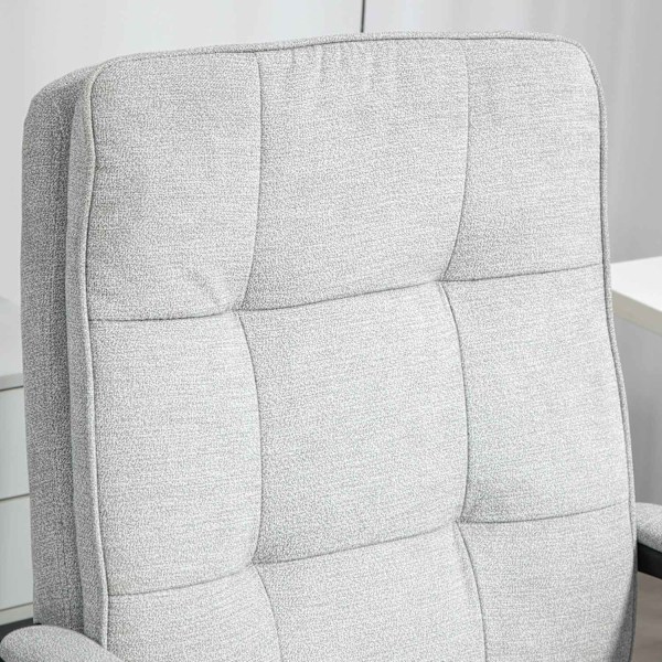 Kontorstol Ergonomisk skrivebordsstol med armlæn, højdejusterbar drejestol med vippefunktion, linnedlook, polstret computerstol, grå