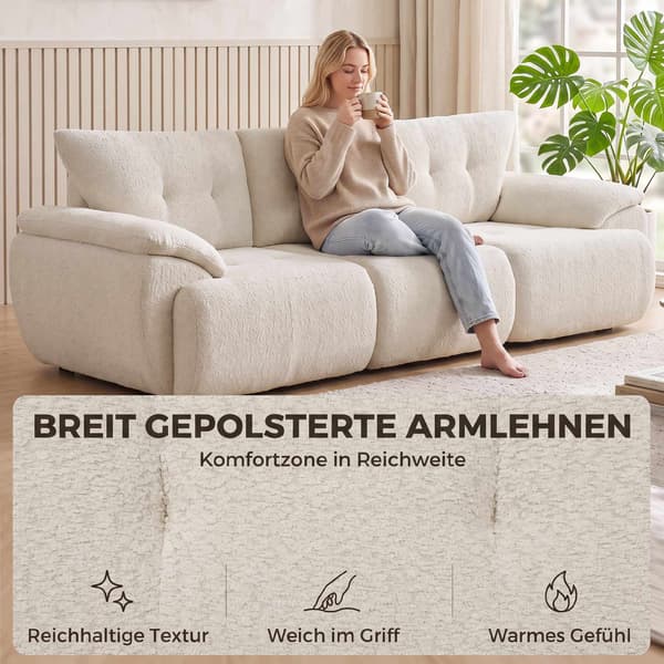 3-sits chenillesoffa, ramlös, extra breda sitsar