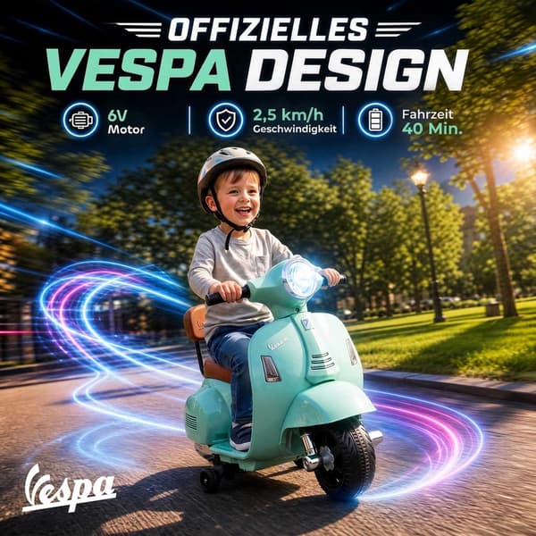 Elektrisk Vespa för barn – Grön, 18-36 månader