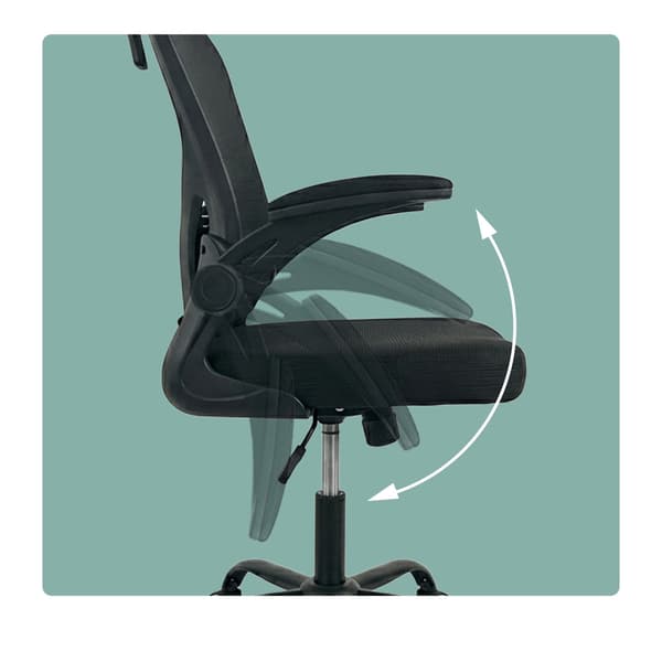 Ergonomisk sort kontorstol med hoved- og lændestøtte