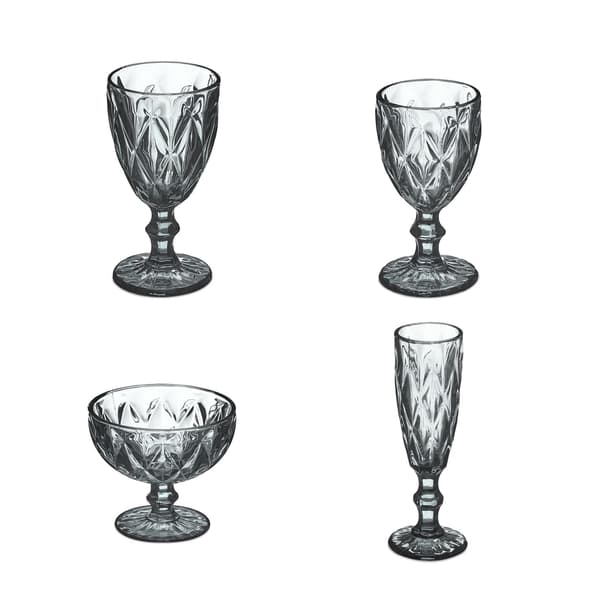 Set med 7 gråa glas