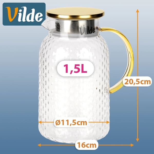 Glaskande med låg og si, 1,5 l kapacitet