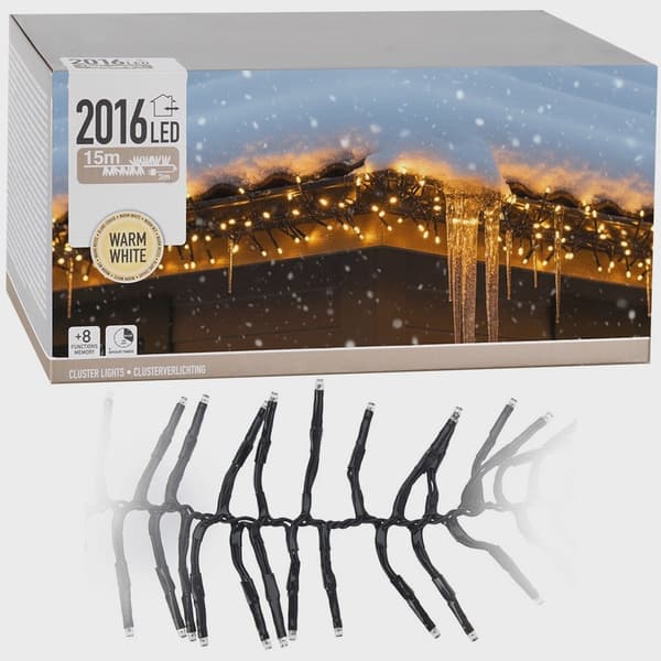 LED julelys, 14,6 m, 2016 varme hvide pærer