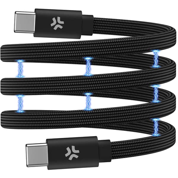 USB-C til USB-C kabel 60W, magnetisk flettet, 1m sort