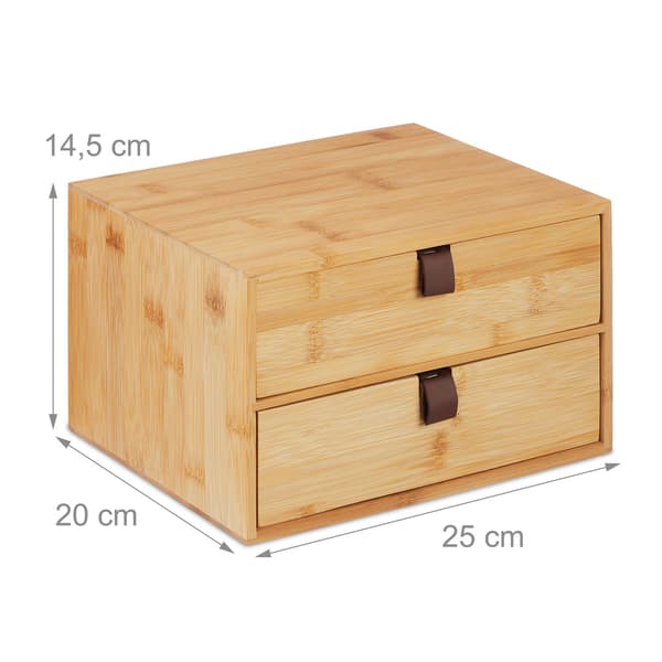 Arbetsbordsorganisatör, bambu, 2 lådor