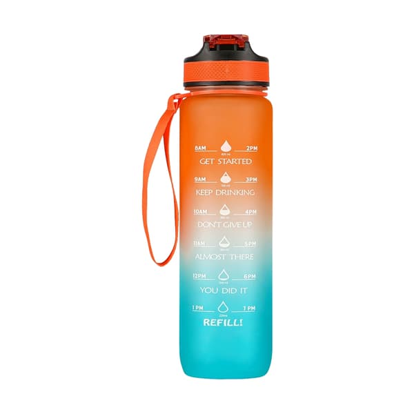 Tritan vattenflaska, orange-blå, läckagesäker, 1000 ml