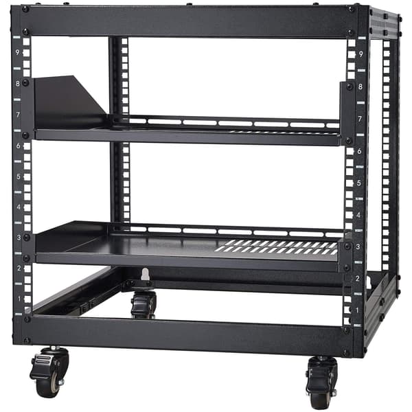 9U serverrack med 4 stolpar, öppen ram, justerbart djup 63–102 cm
